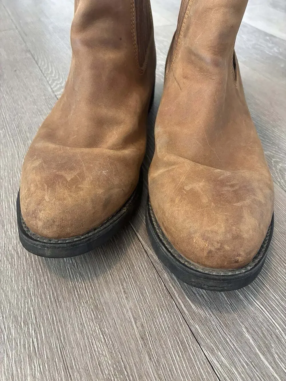 Establo Men’s Pull On Leather Boots Brown Work Boots Casual Everyday Size 10.5